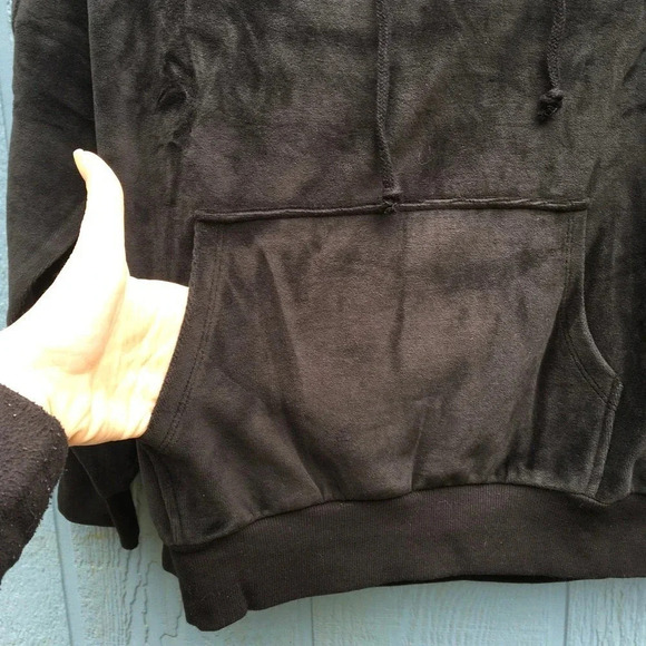 NEW Treasure & Bond Women's Size Medium Black Velour Treatment Hoodie Jacket - Picture 3 of 6